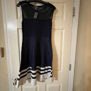 Neiman Marcus Nautica Dress Spandex Aline size XL navy and white stripe